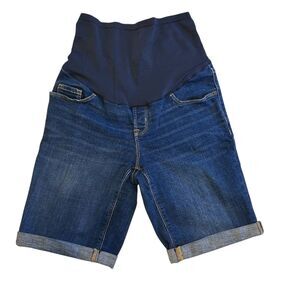 Old Navy Maternity Denim Bermuda Shorts Size 8 Blue Over Belly Panel